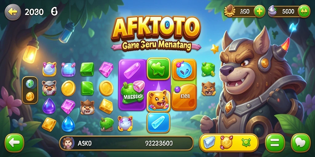 Screenshot AFKTOTO menampilkan gameplay seru Match-3 yang penuh warna.