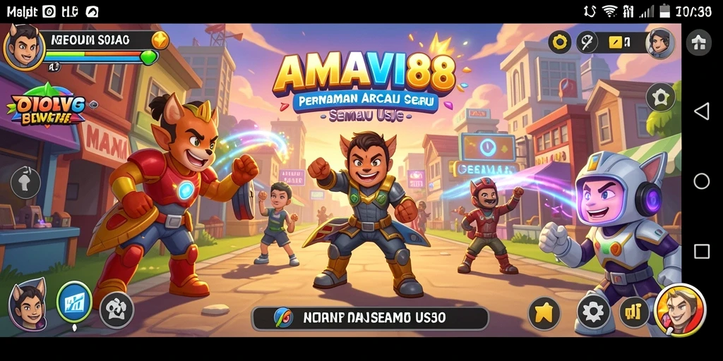 Screenshot utama AMAVI88 menampilkan gameplay Arcade yang menegangkan.