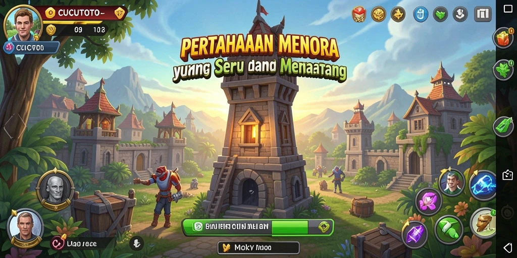 Tampilan permainan CUCUTOTO yang menarik dengan strategi menara pertahanan.