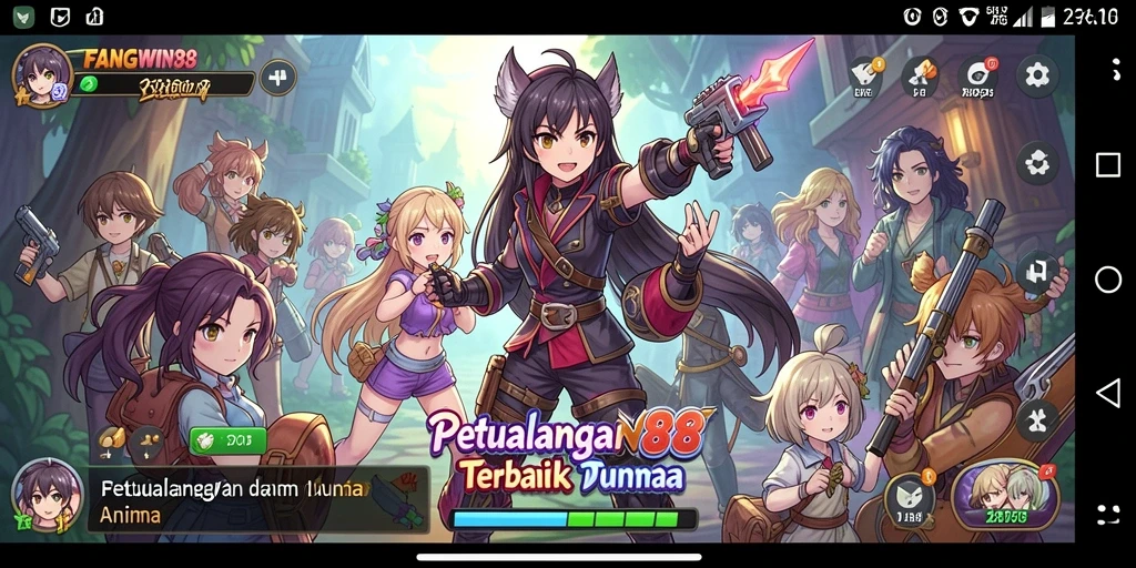 Tangkapan layar gameplay <strong>FANGWIN88</strong> menampilkan aksi seru dengan karakter anime.