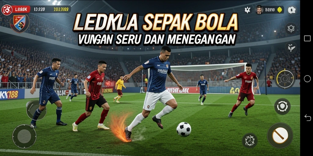 Screenshot gameplay LEDAK188 menampilkan aksi seru di lapangan sepak bola.