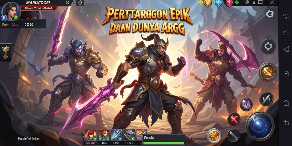 Screenshot gameplay MARIATOGEL menunjukkan pertempuran yang mendebarkan.