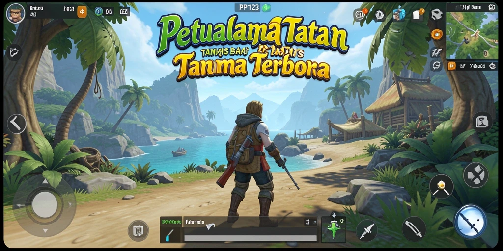 Screenshot PP123 menampilkan pemandangan indah dari dunia terbuka yang luas.