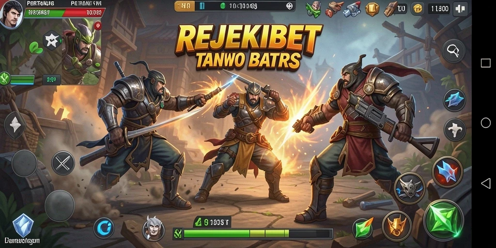 Tangkapan layar gameplay <strong>REJEKIBET</strong> menampilkan pertarungan seru antara karakter.