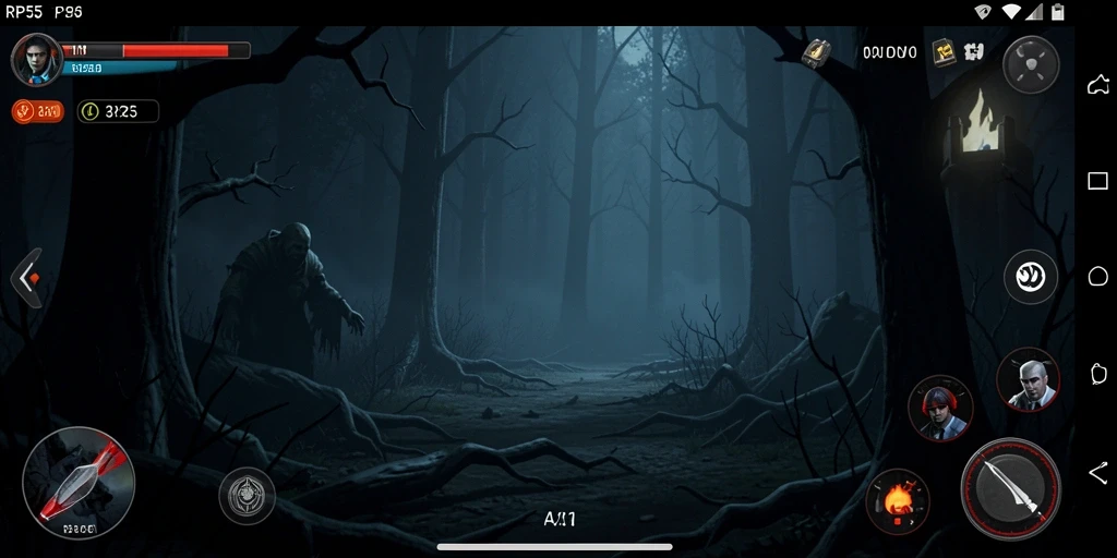 Tampilan gameplay menakutkan di dunia horor yang mencekam.