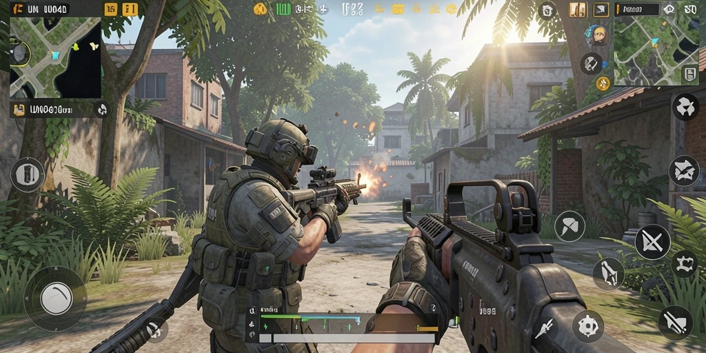 Tampilan gameplay menegangkan dalam game FPS UNO4D.