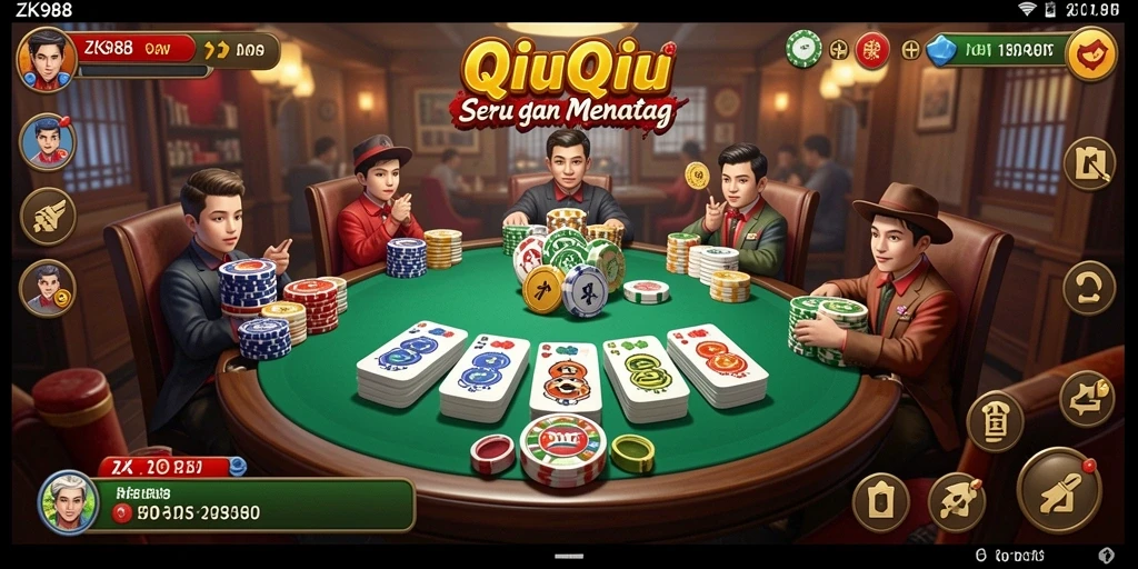 Tampilan gameplay seru dalam permainan QiuQiu ZK988.